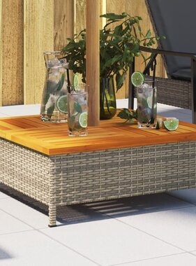 vidaXL Parasolvoetbedekking 70x70x25 cm poly rattan acaciahout grijs