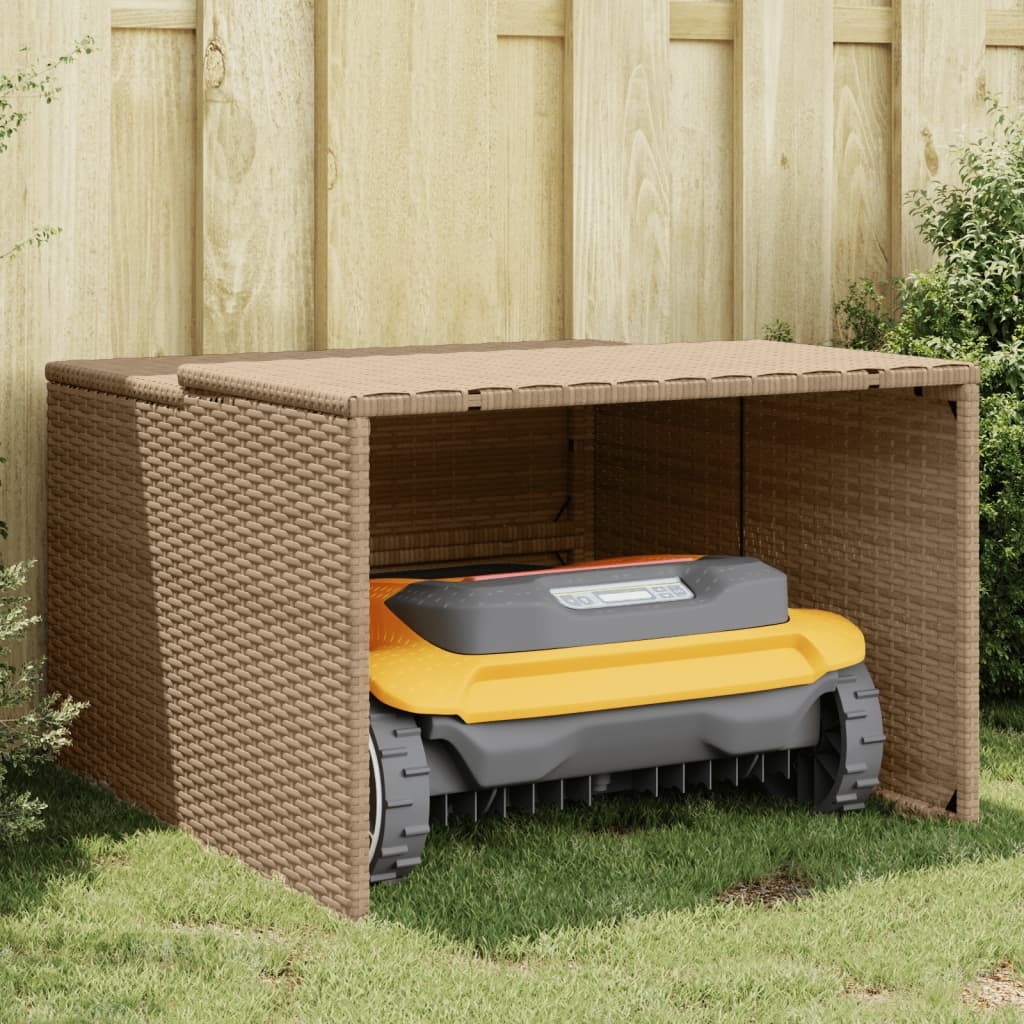 vidaXL Garage voor robotmaaier 86x90x52/57 cm poly rattan beige