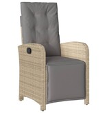 vidaXL Tuinstoelen 2 st verstelbaar voetensteun poly rattan beige mix