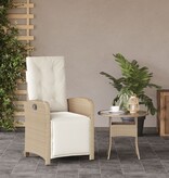 vidaXL Tuinstoel verstelbaar met voetensteun poly rattan beige