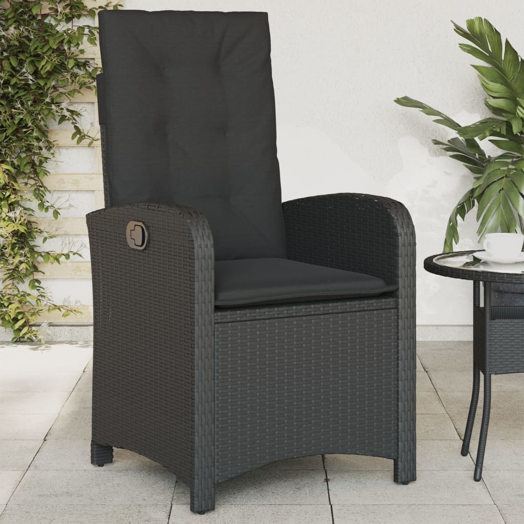 vidaXL Tuinstoelen 2 st verstelbaar met kussens poly rattan zwart