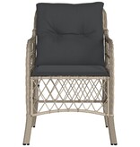 vidaXL Tuinstoelen 2 st met kussens poly rattan lichtgrijs