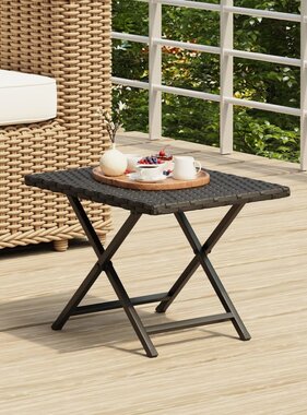 vidaXL Tafel inklapbaar 45x35x32 cm poly rattan zwart