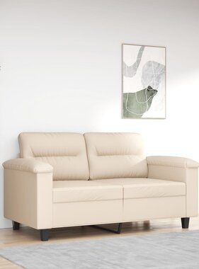 vidaXL Tweezitsbank 120 cm microvezelstof beige