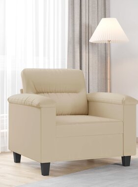 vidaXL Fauteuil 60 cm microvezelstof crèmekleurig