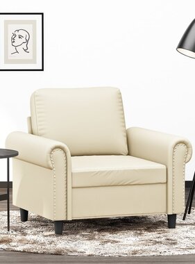 vidaXL Fauteuil 60 cm kunstleer crèmekleurig