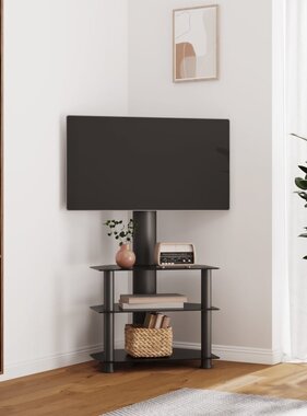 vidaXL Tv-standaard hoek 3-laags voor 32-70 inch zwart