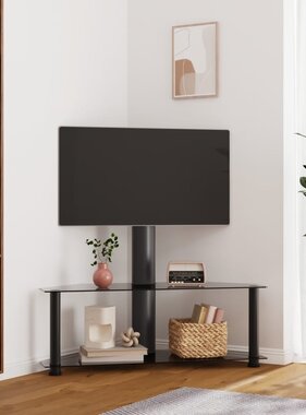 vidaXL Tv-standaard hoek 2-laags voor 32-70 inch zwart