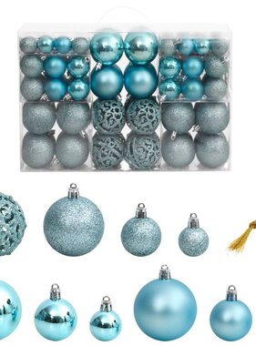 vidaXL Kerstballen 100 st 3/4/6 cm turquoise