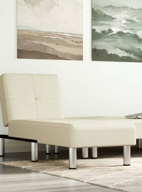 vidaXL Chaise longue kunstleer crèmekleurig