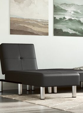 vidaXL Chaise longue kunstleer zwart