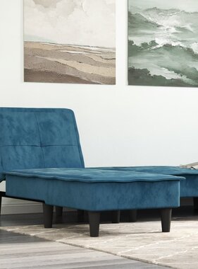 vidaXL Chaise longue fluweel blauw