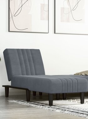 vidaXL Chaise longue fluweel donkergrijs