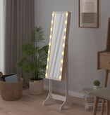 vidaXL Spiegel vrijstaand met LED's 34x37x146 cm wit