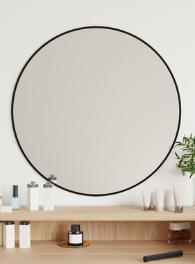 vidaXL Wandspiegel rond Ø60 cm zwart