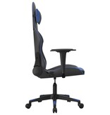 vidaXL Massage gamestoel kunstleer zwart en blauw