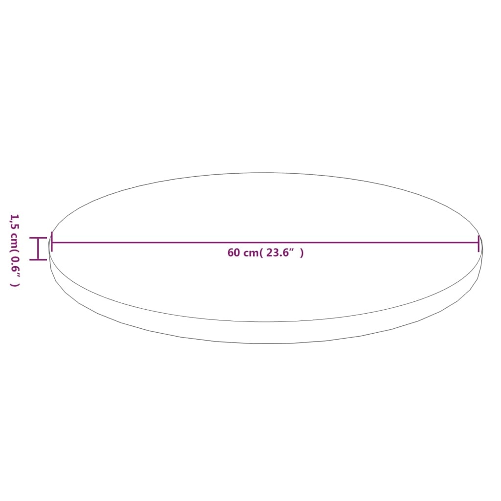 vidaXL Tafelblad rond Ø60x1,5 cm bewerkt massief eikenhout donkerbruin