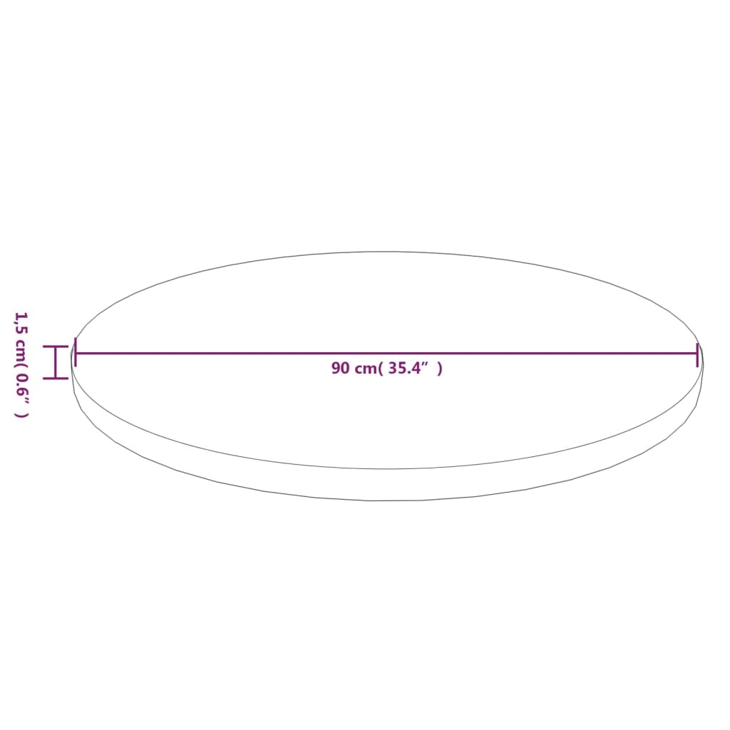 vidaXL Tafelblad rond Ø90x1,5 cm bewerkt massief eikenhout lichtbruin