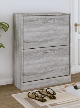 vidaXL Schoenenkast 63x24x81 cm bewerkt hout grijs sonoma