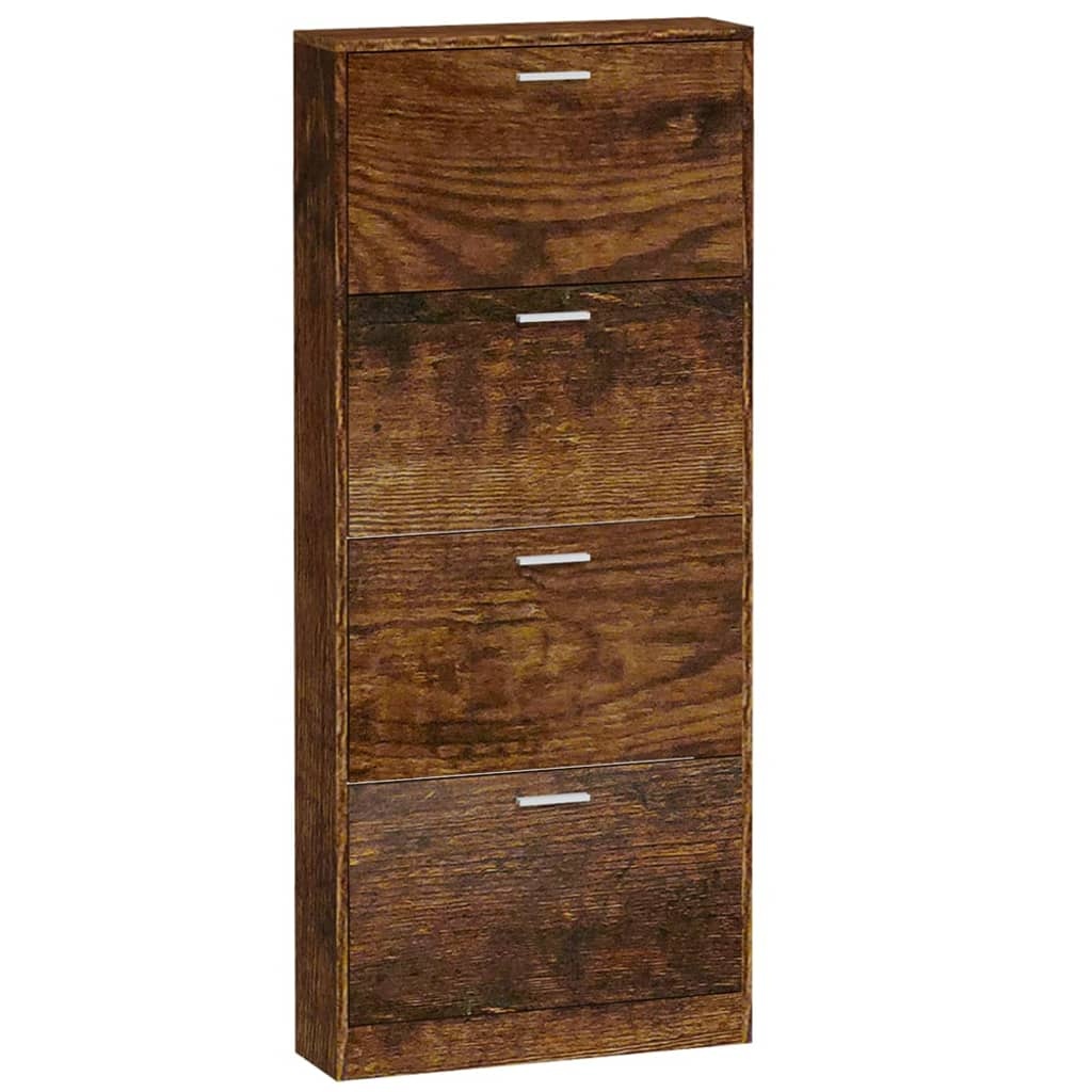 vidaXL Schoenenkast 59x17x150 cm bewerkt hout gerookt eikenkleurig