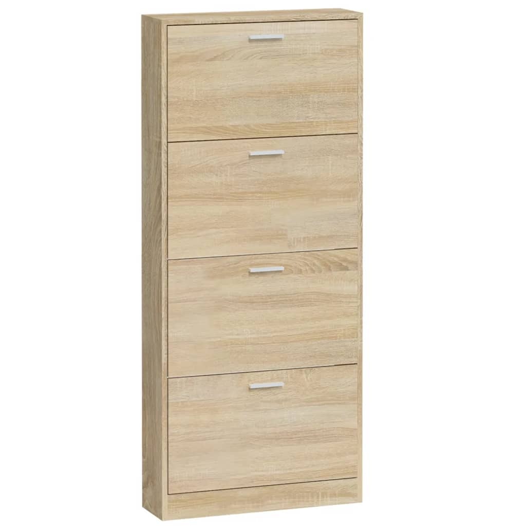 vidaXL Schoenenkast 59x17x150 cm bewerkt hout eikenkleurig