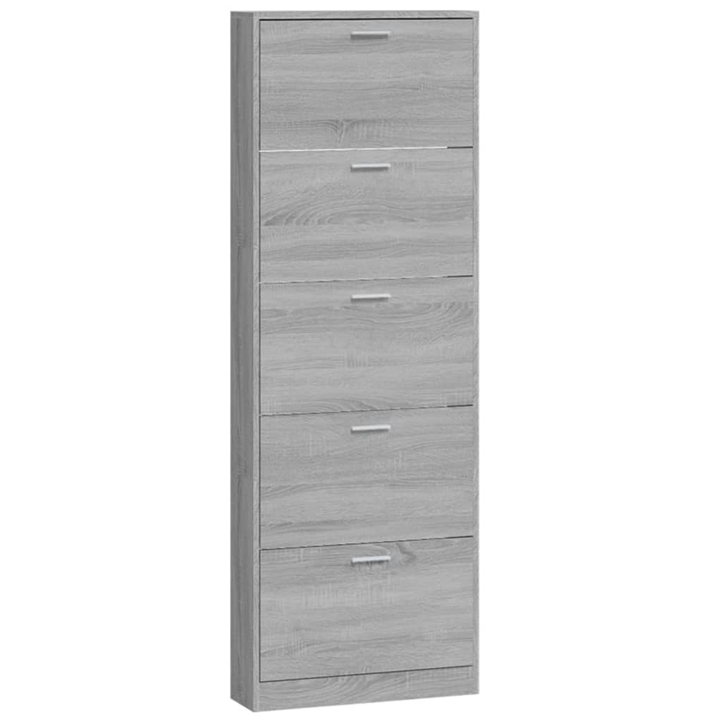 vidaXL Schoenenkast 59x17x169 cm bewerkt hout grijs sonoma eikenkleur