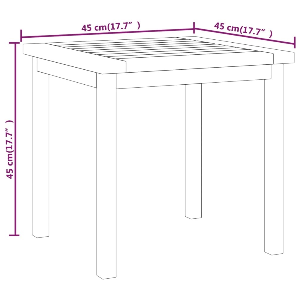 vidaXL Bijzettafel 45x45x45 cm massief teakhout