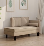 vidaXL Chaise longue met kussens en bolster kunstleer cappuccinokleur