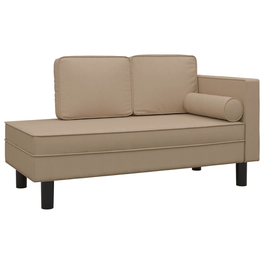 vidaXL Chaise longue met kussens en bolster kunstleer cappuccinokleur