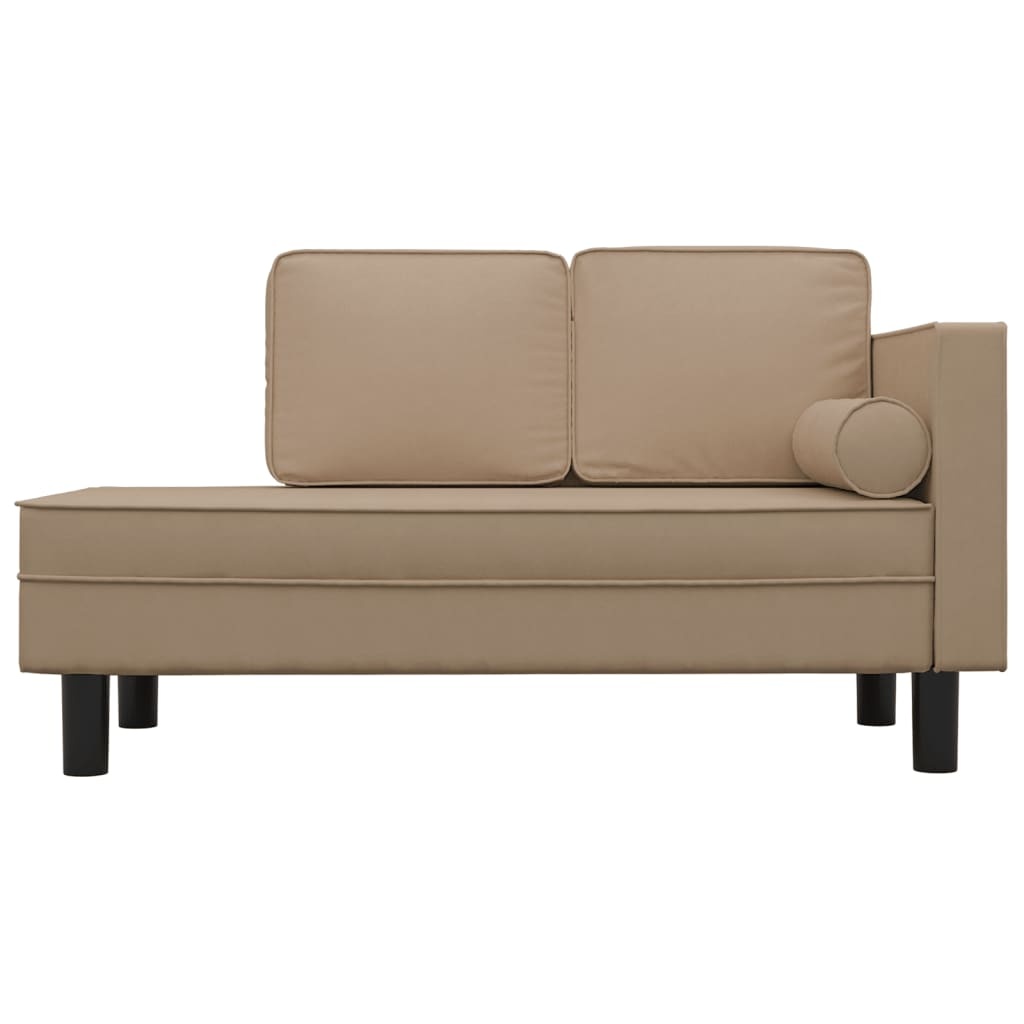 vidaXL Chaise longue met kussens en bolster kunstleer cappuccinokleur