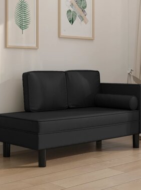 vidaXL Chaise longue met kussens en bolster kunstleer zwart