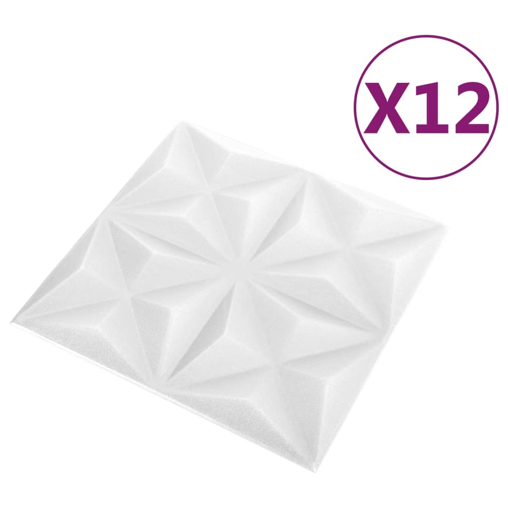 vidaXL 12 st Wandpanelen 3D 3 m² 50x50 cm origamiwit