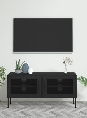 vidaXL Tv-meubel 105x35x50 cm staal zwart