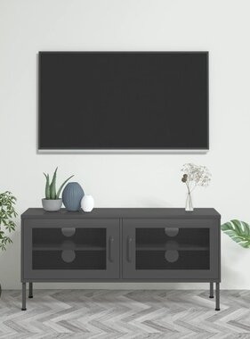 vidaXL Tv-meubel 105x35x50 cm staal antracietkleurig