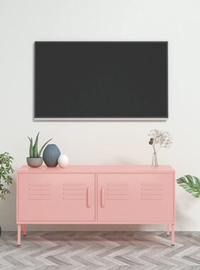 vidaXL Tv-meubel 105x35x50 cm staal roze