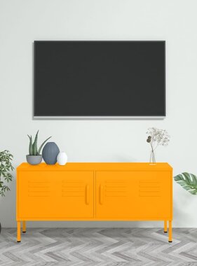 vidaXL Tv-meubel 105x35x50 cm staal mosterdgeel