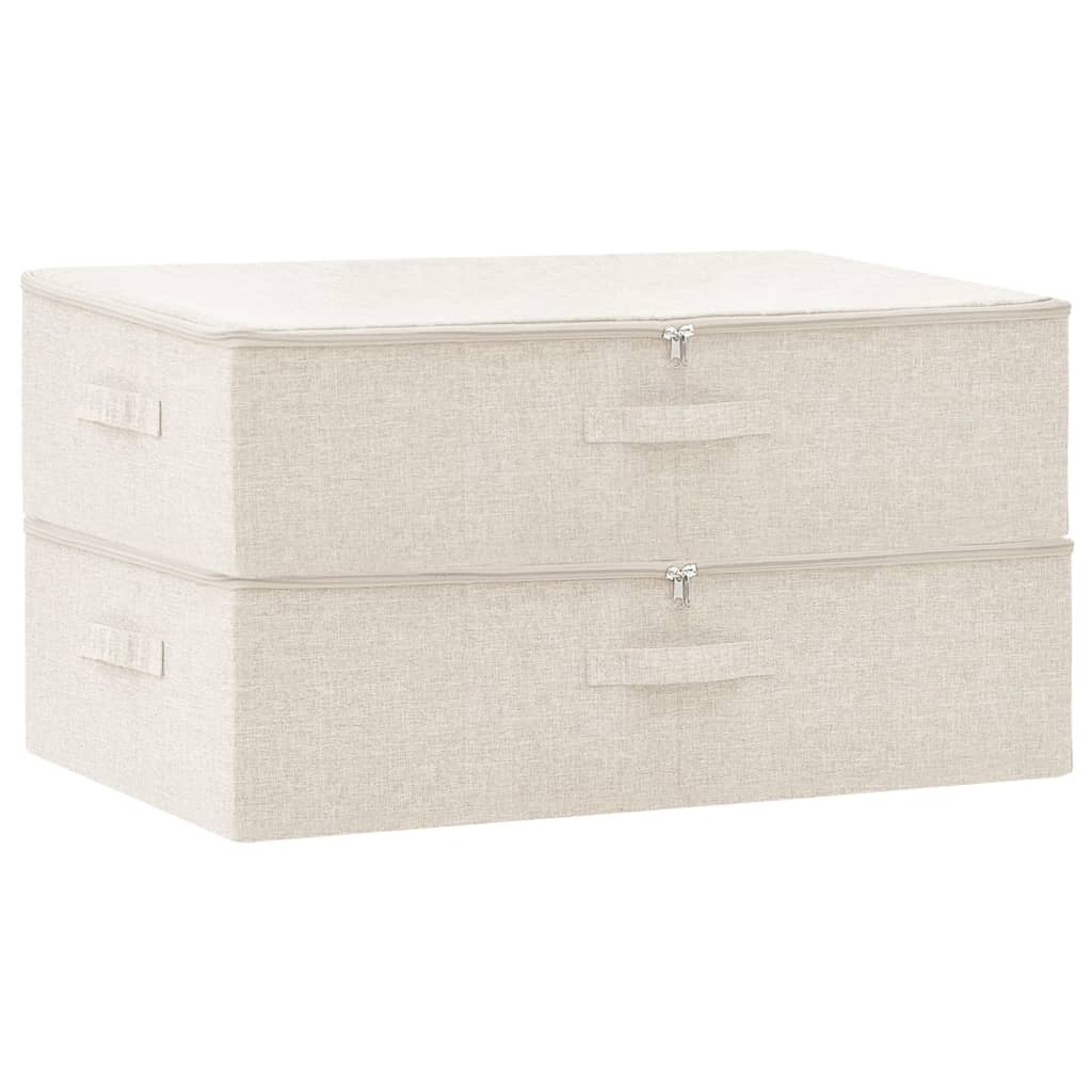 vidaXL Opbergboxen 2 st 70x40x18 cm stof crèmekleurig