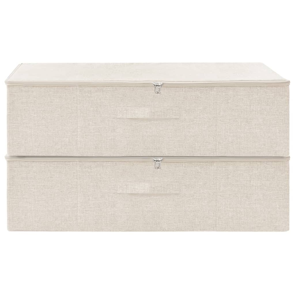 vidaXL Opbergboxen 2 st 70x40x18 cm stof crèmekleurig