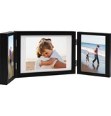 vidaXL Fotolijst drieluik 28x18 cm+2x(13x18 cm) zwart