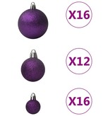 vidaXL 100-delige Kerstballenset paars