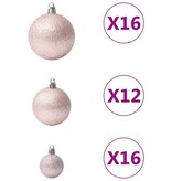 vidaXL 100-delige Kerstballenset roze