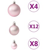 vidaXL 100-delige Kerstballenset roze