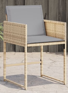 vidaXL Tuinstoelen 4 st met kussens poly rattan gemengd beige