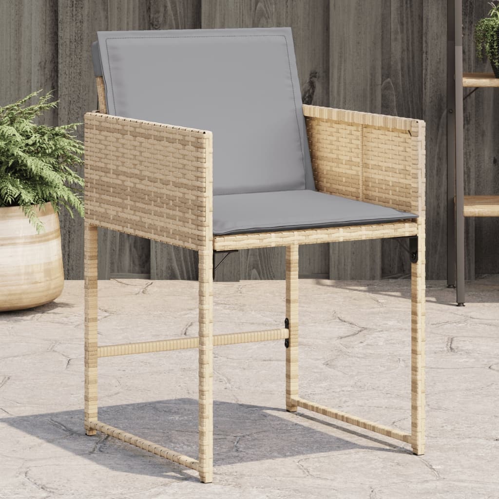 vidaXL Tuinstoelen 4 st met kussens poly rattan gemengd beige