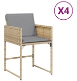 vidaXL Tuinstoelen 4 st met kussens poly rattan gemengd beige