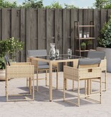 vidaXL Tuinstoelen 4 st met kussens poly rattan gemengd beige