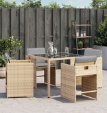 vidaXL Tuinstoelen 4 st met kussens poly rattan gemengd beige