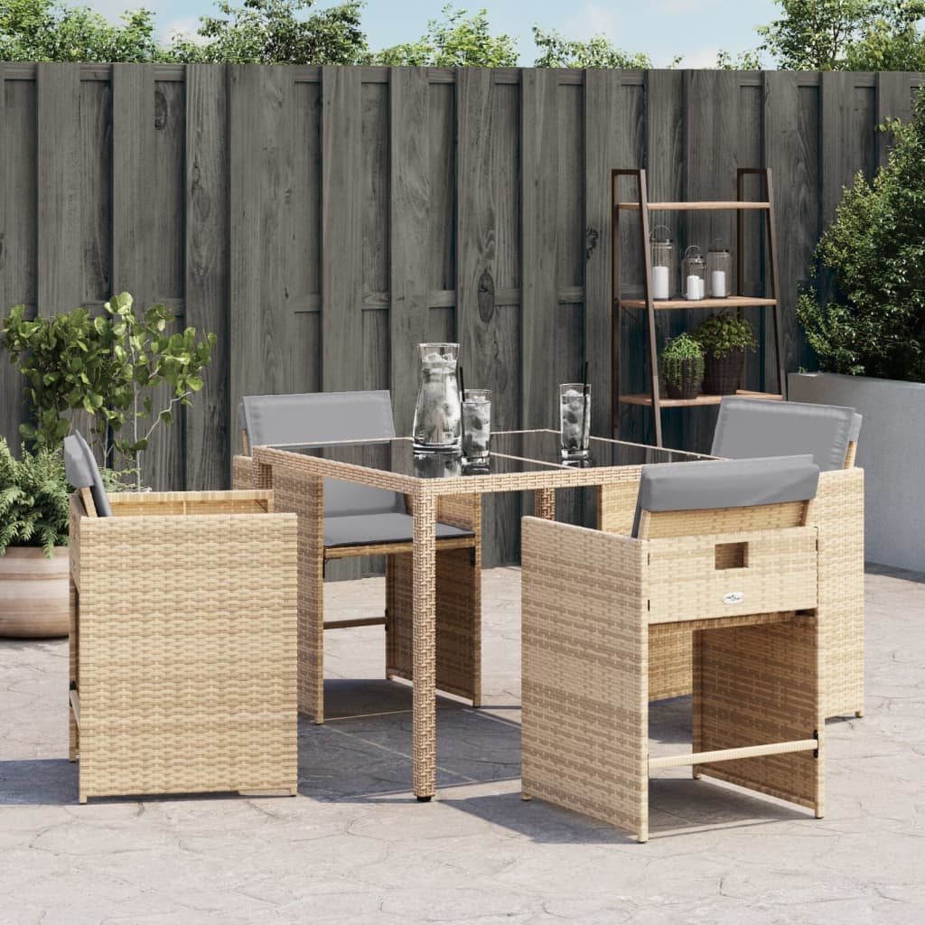 vidaXL Tuinstoelen 4 st met kussens poly rattan gemengd beige