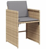 vidaXL Tuinstoelen 4 st met kussens poly rattan gemengd beige