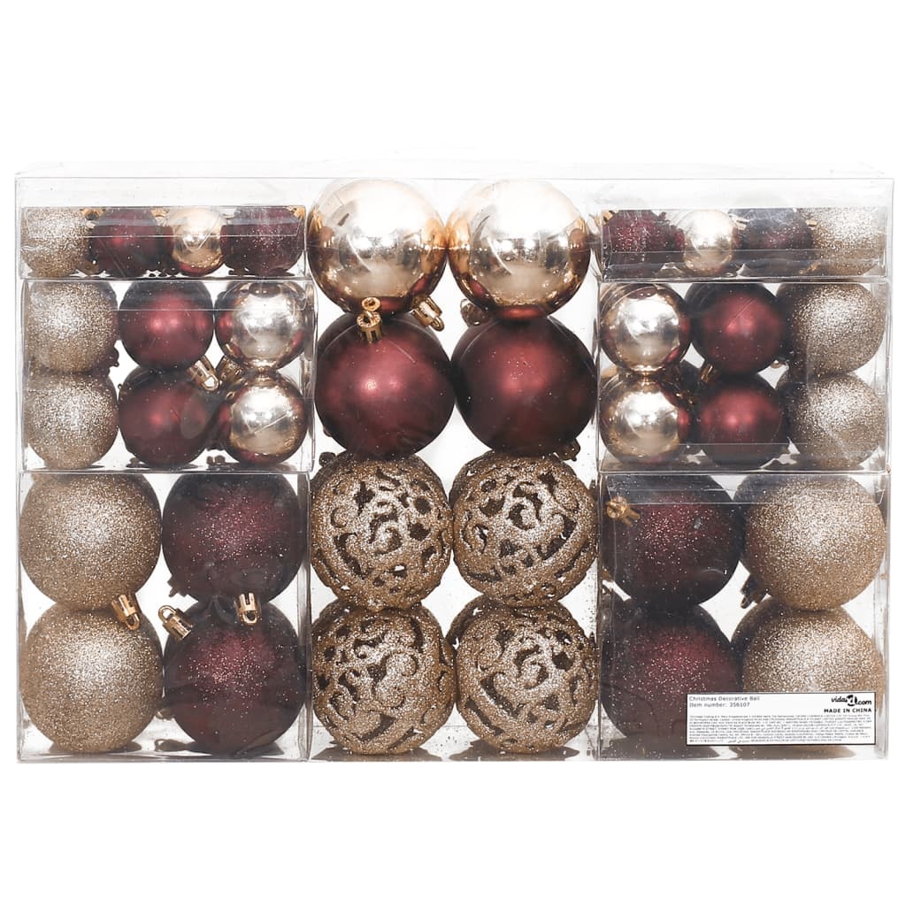 vidaXL Kerstballen 100 st 3/4/6 cm champagnekleurig en bruin